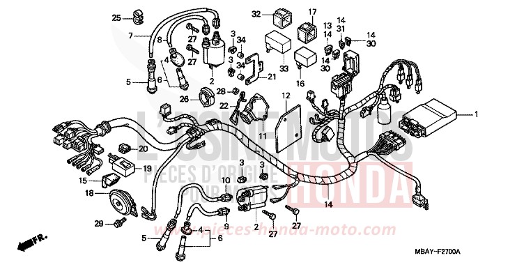 WIRE HARNESS for Shadow Aero REARL SEDONA RED (R223B) from 2001